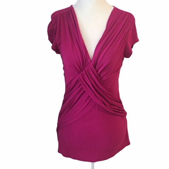 B’leev Fuchsia Criss Cross V-Neck Top - Picture 2 of 12